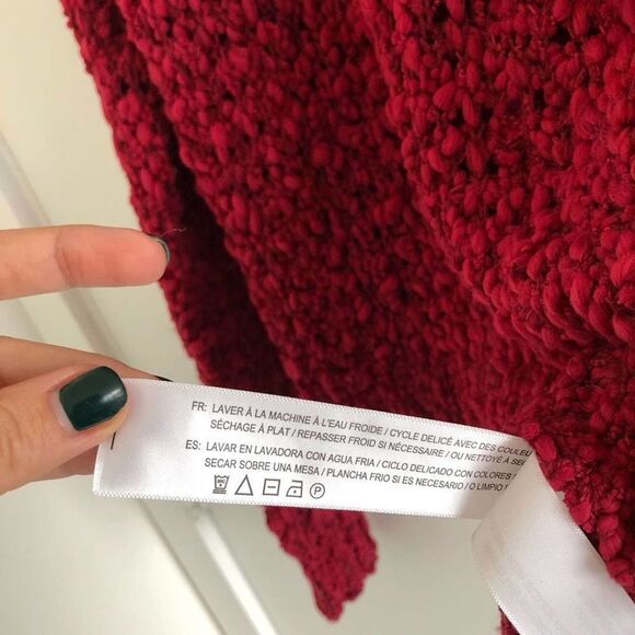 Band of Gypsies Chunky Knit Sweater Pullover Burgundy Size S  Cable Knit - Picture 9 of 10